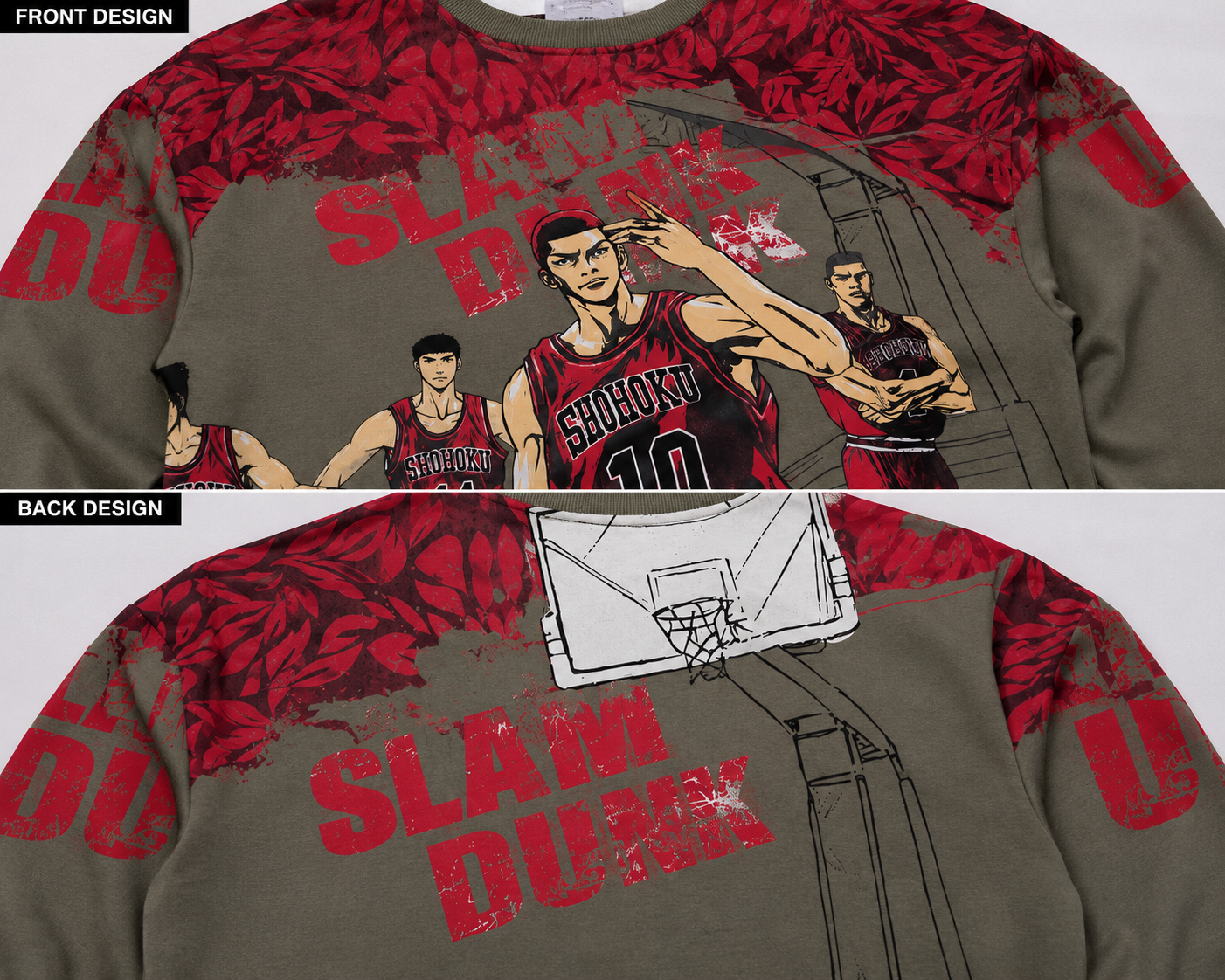 Slam Dunk Olive Red Graphic Sweatshirt