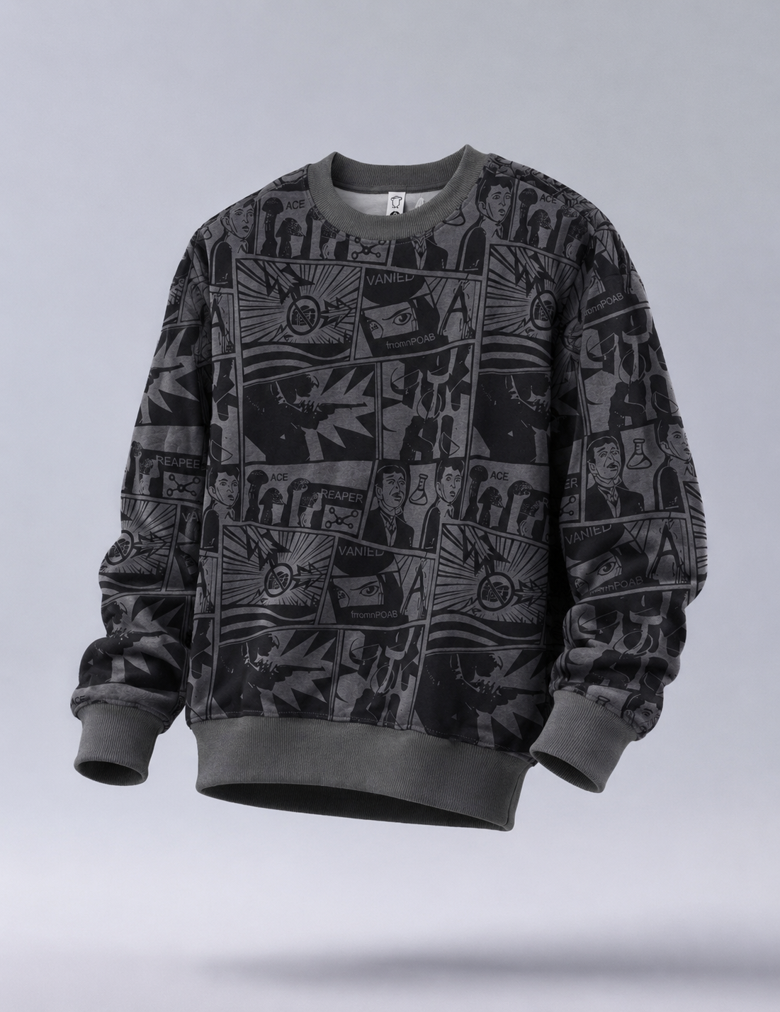 Mono Comic Panel Grey Graphic Sweatshirt