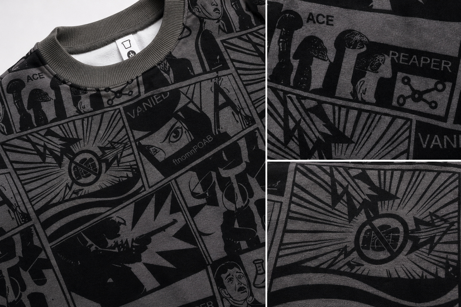 Mono Comic Panel Grey Graphic Sweatshirt
