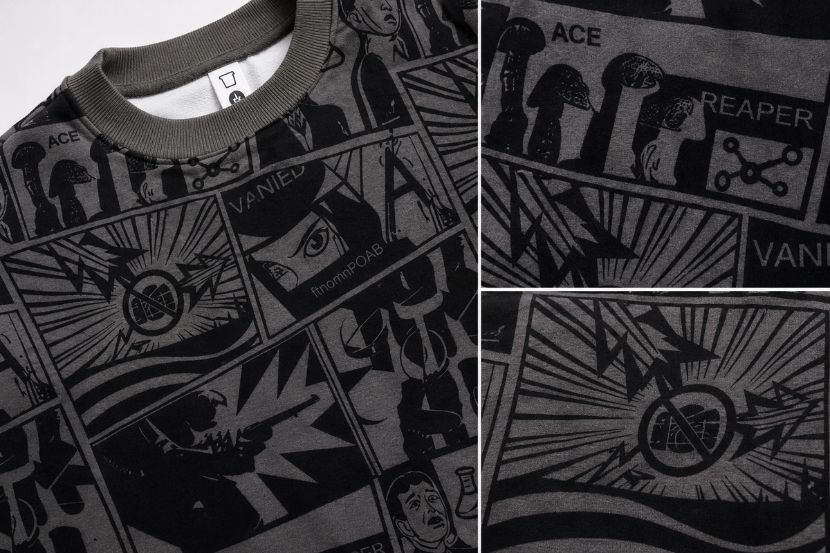 Mono Comic Panel Grey Graphic Sweatshirt