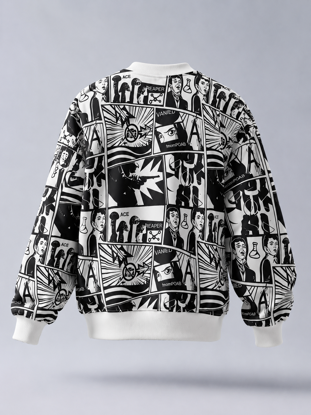 Mono Comic Panel White Graphic Sweatshirt