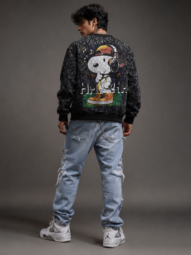 Hip Hop Puppy Black Graphic Sweatshirt