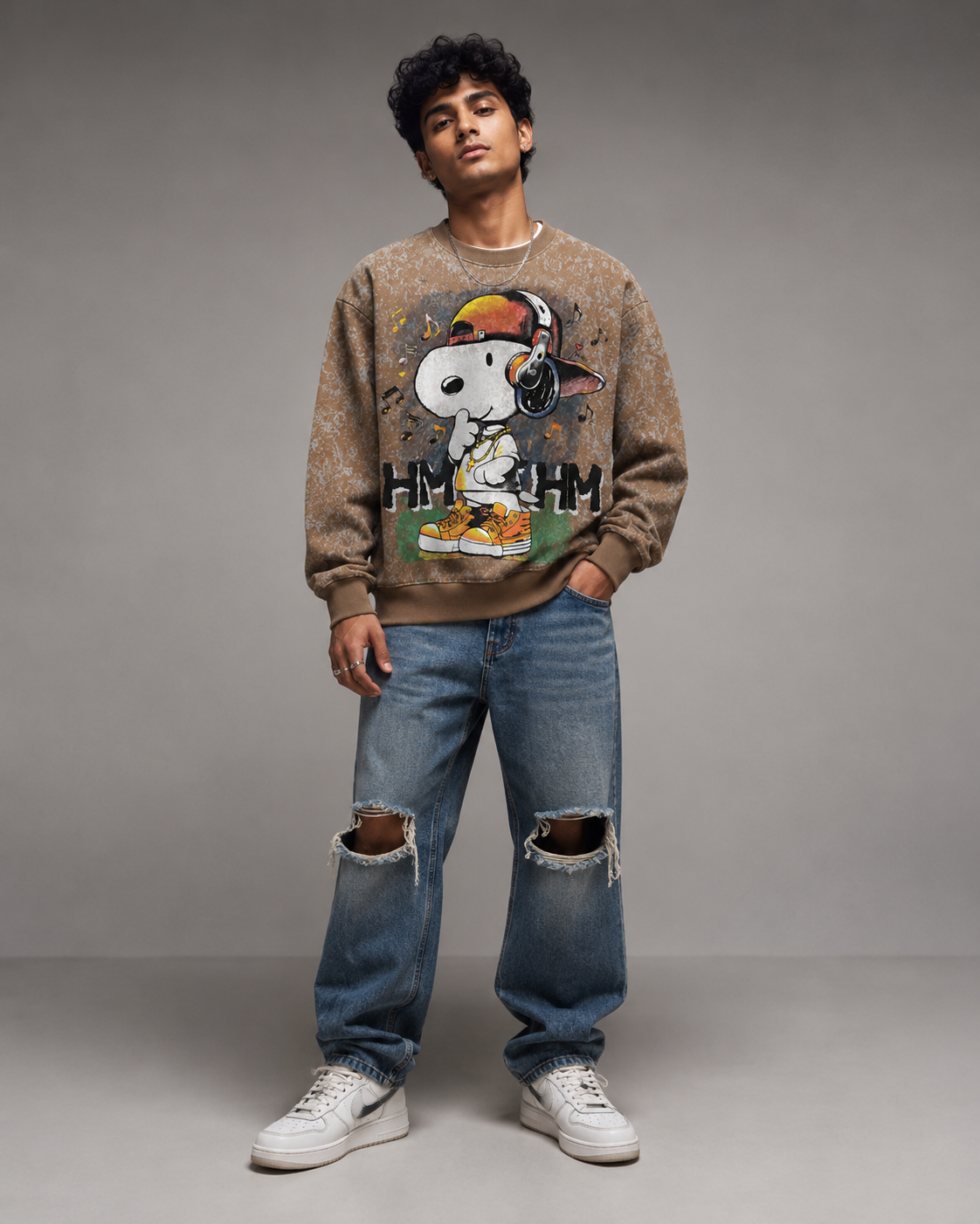 Urban Beat Puppy Coffee Brown Graphic Sweatshirt