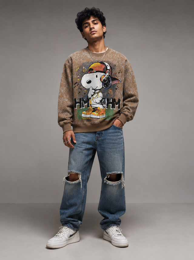 Urban Beat Puppy Coffee Brown Graphic Sweatshirt