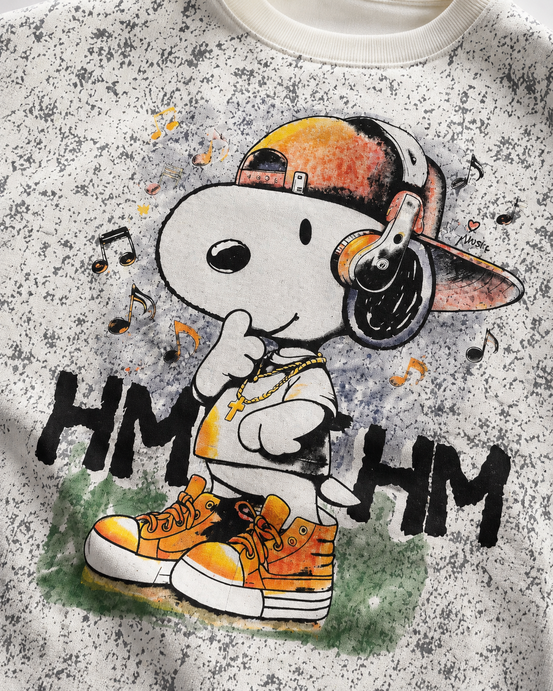 Hip Hop Puppy White Graphic Sweatshirt