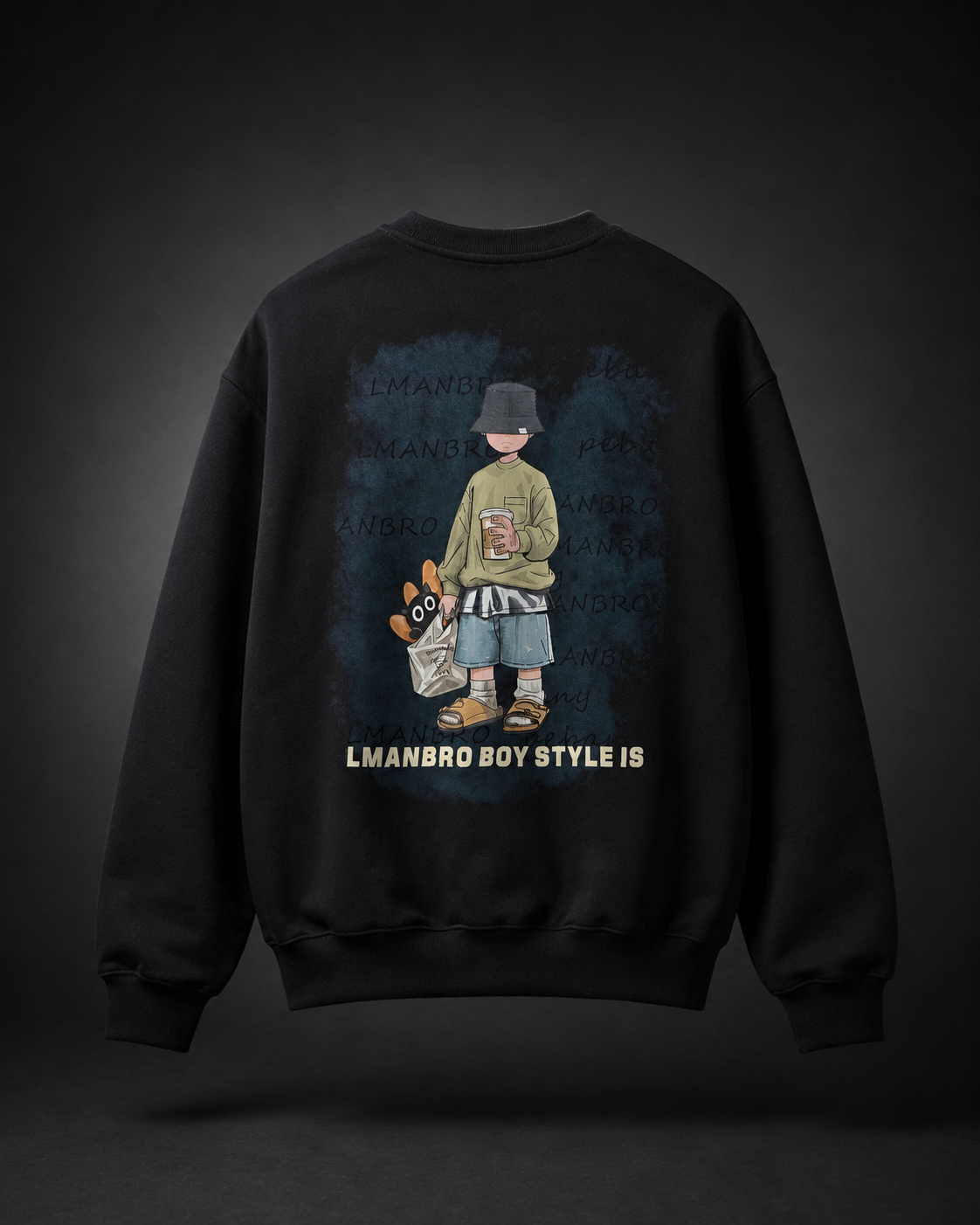 Urban Boy Midnight Black Graphic Sweatshirt