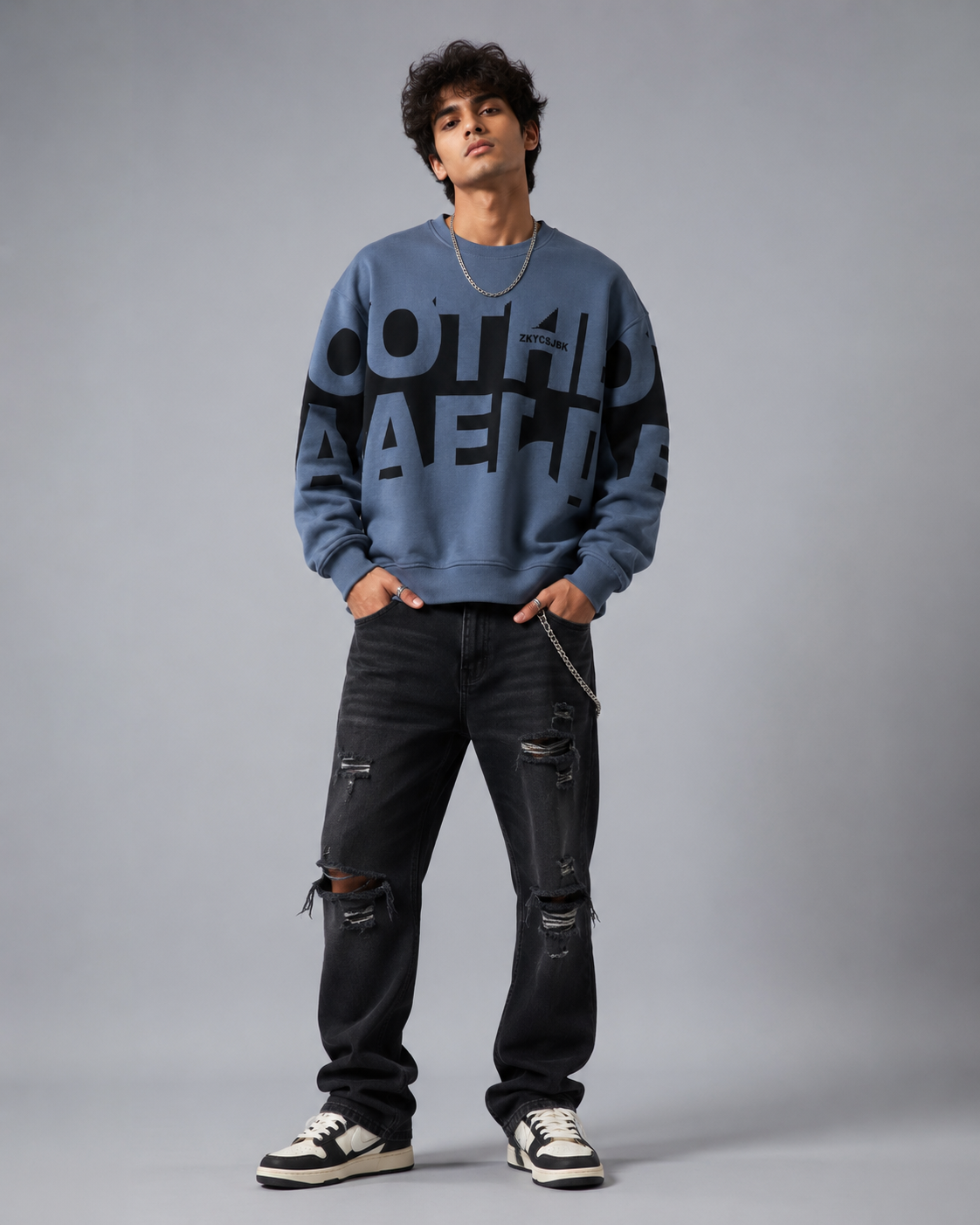 Bold Type Steel Blue Graphic Sweatshirt