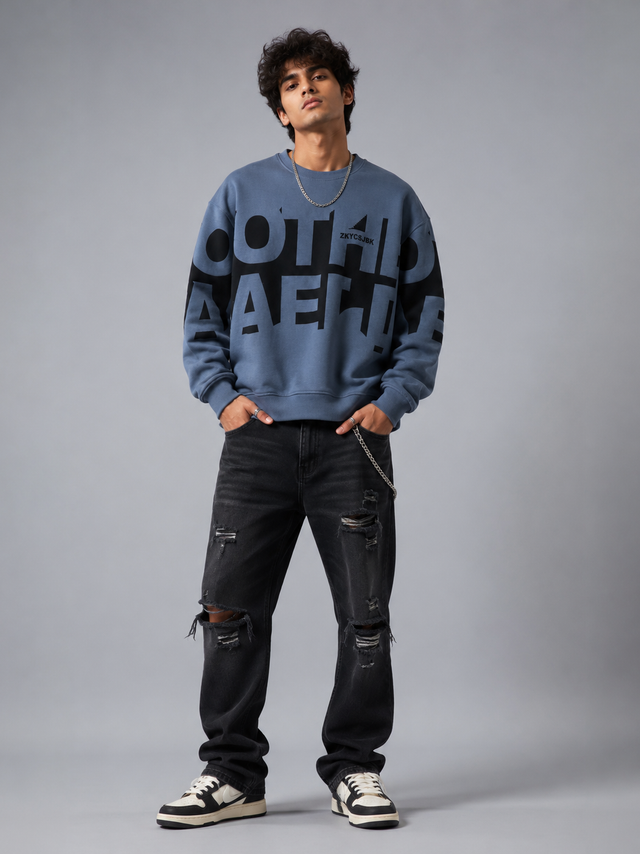 Bold Type Steel Blue Graphic Sweatshirt