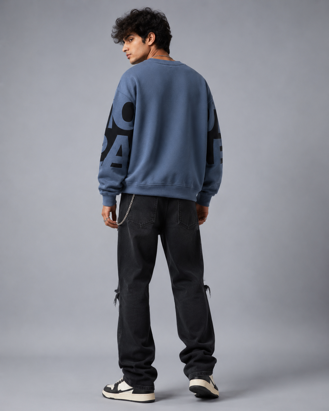 Bold Type Steel Blue Graphic Sweatshirt