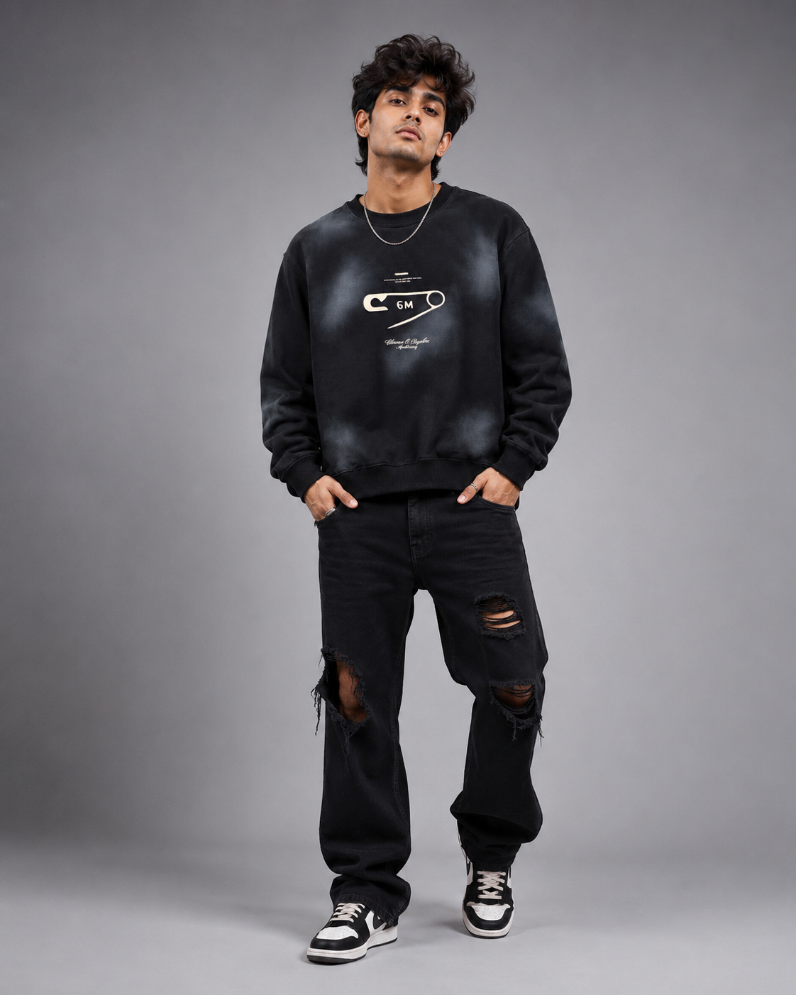 Safety Pin Midnight Navy Washed Graphic Sweatshirt
