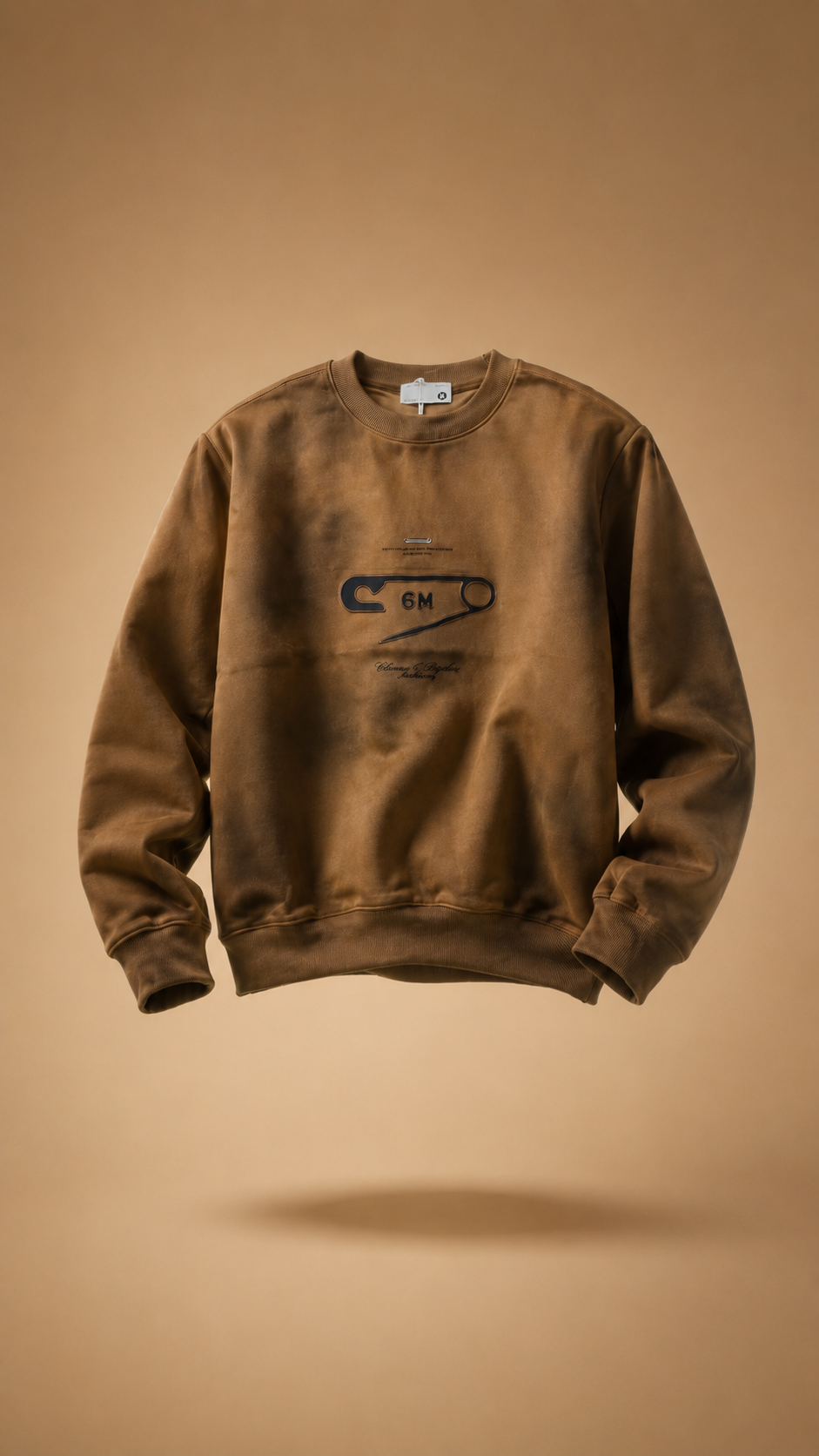 Safety Pin Vintage Camel Washed Graphic Sweatshirt