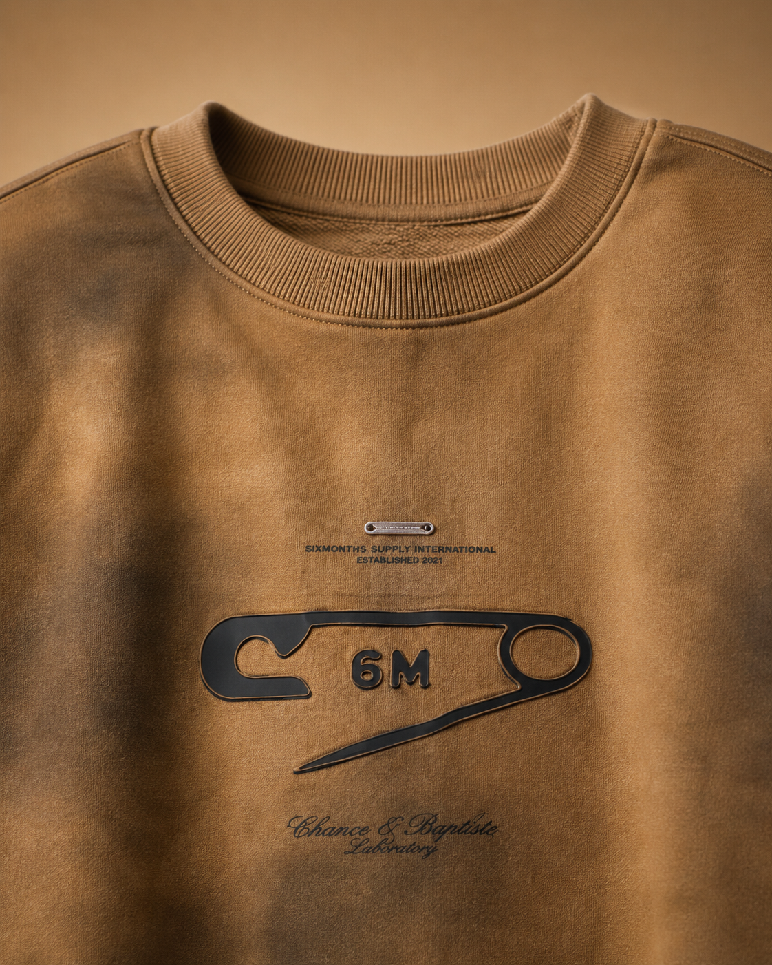 Safety Pin Vintage Camel Washed Graphic Sweatshirt