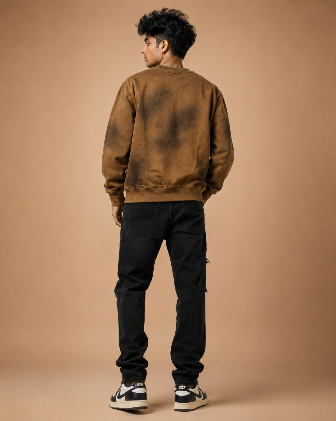 Safety Pin Vintage Camel Washed Graphic Sweatshirt