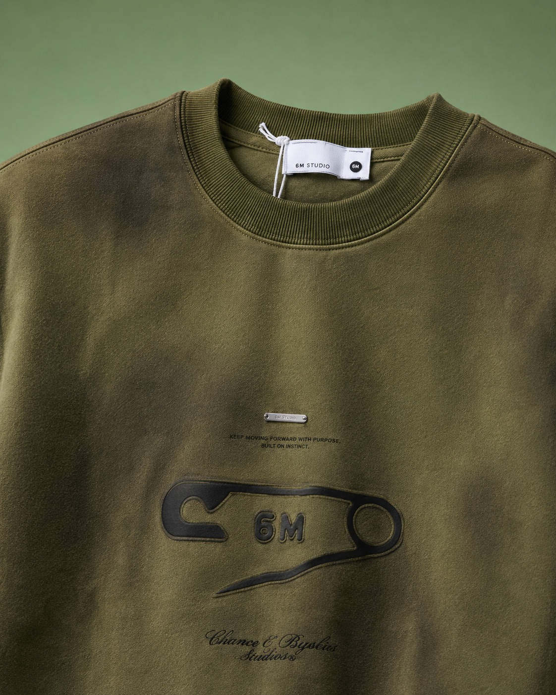 Safety Pin Vintage Olive Washed Graphic Sweatshirt