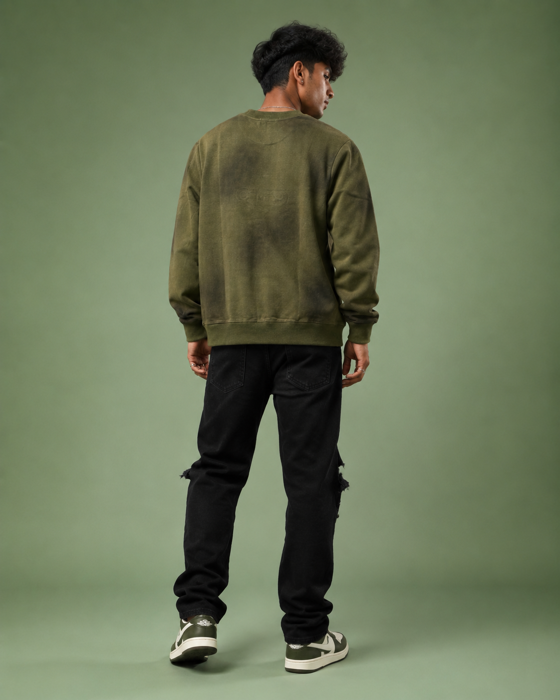 Safety Pin Vintage Olive Washed Graphic Sweatshirt