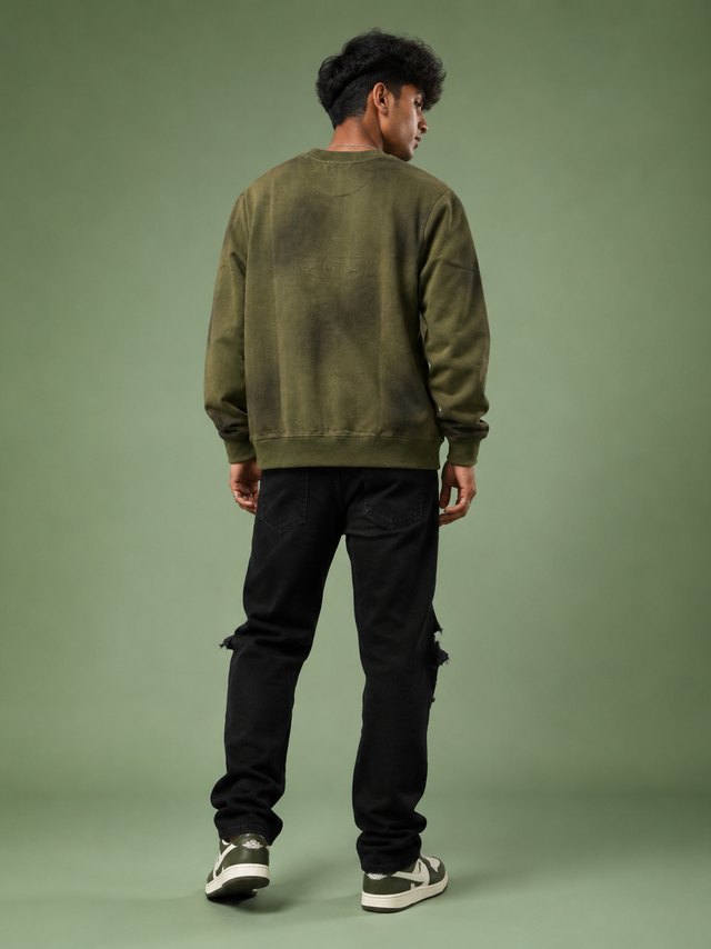 Safety Pin Vintage Olive Washed Graphic Sweatshirt