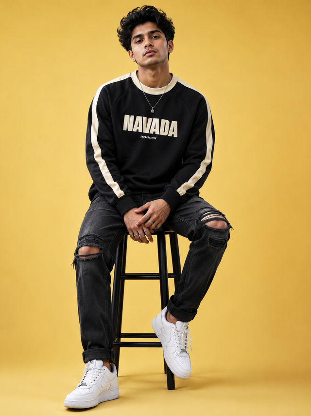 Navada Varsity Navy Graphic Sweatshirt