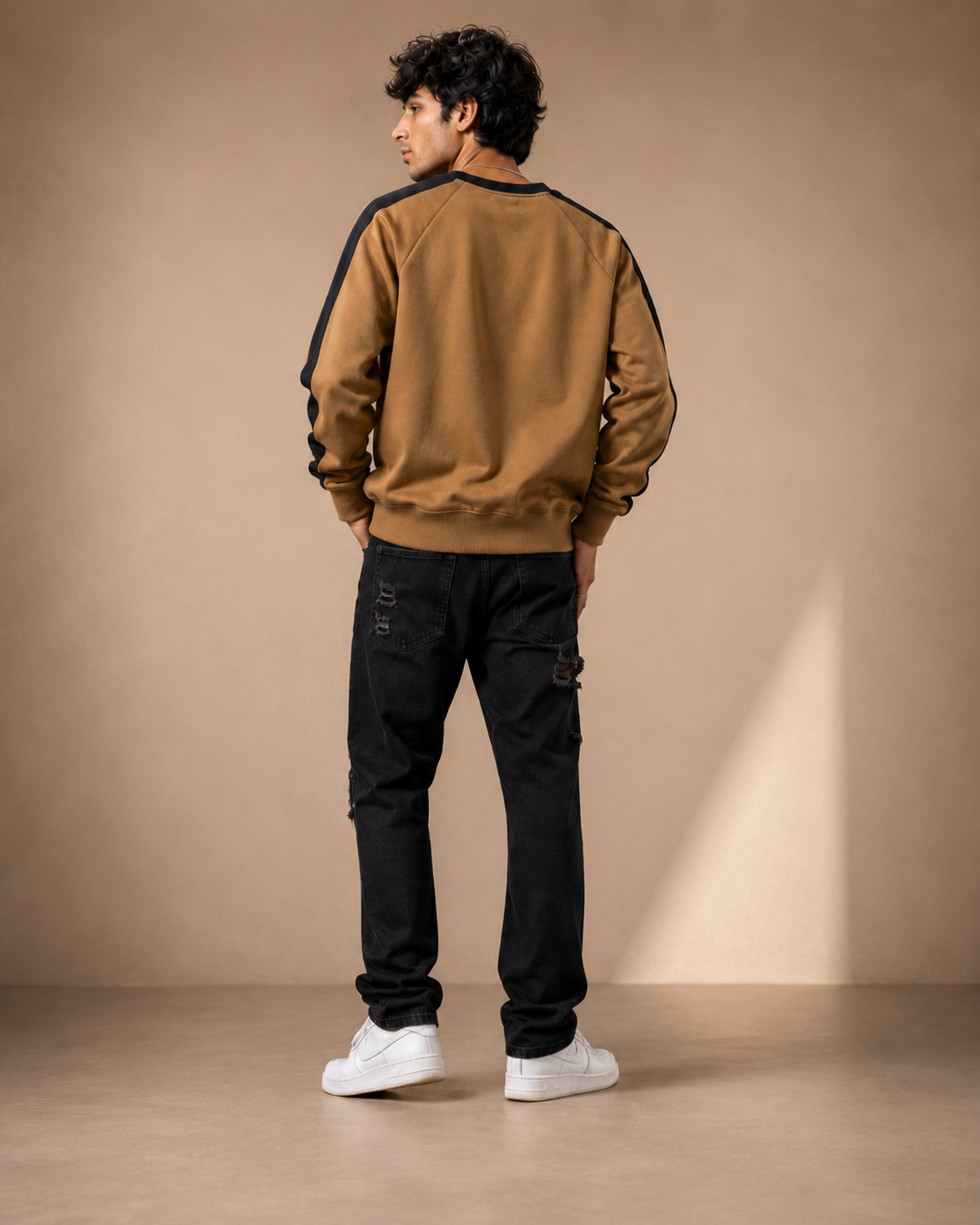 Navada Varsity Camel Brown Graphic Sweatshirt