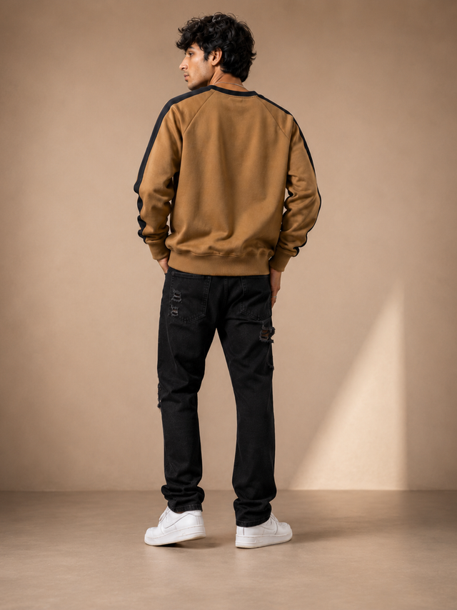 Navada Varsity Camel Brown Graphic Sweatshirt