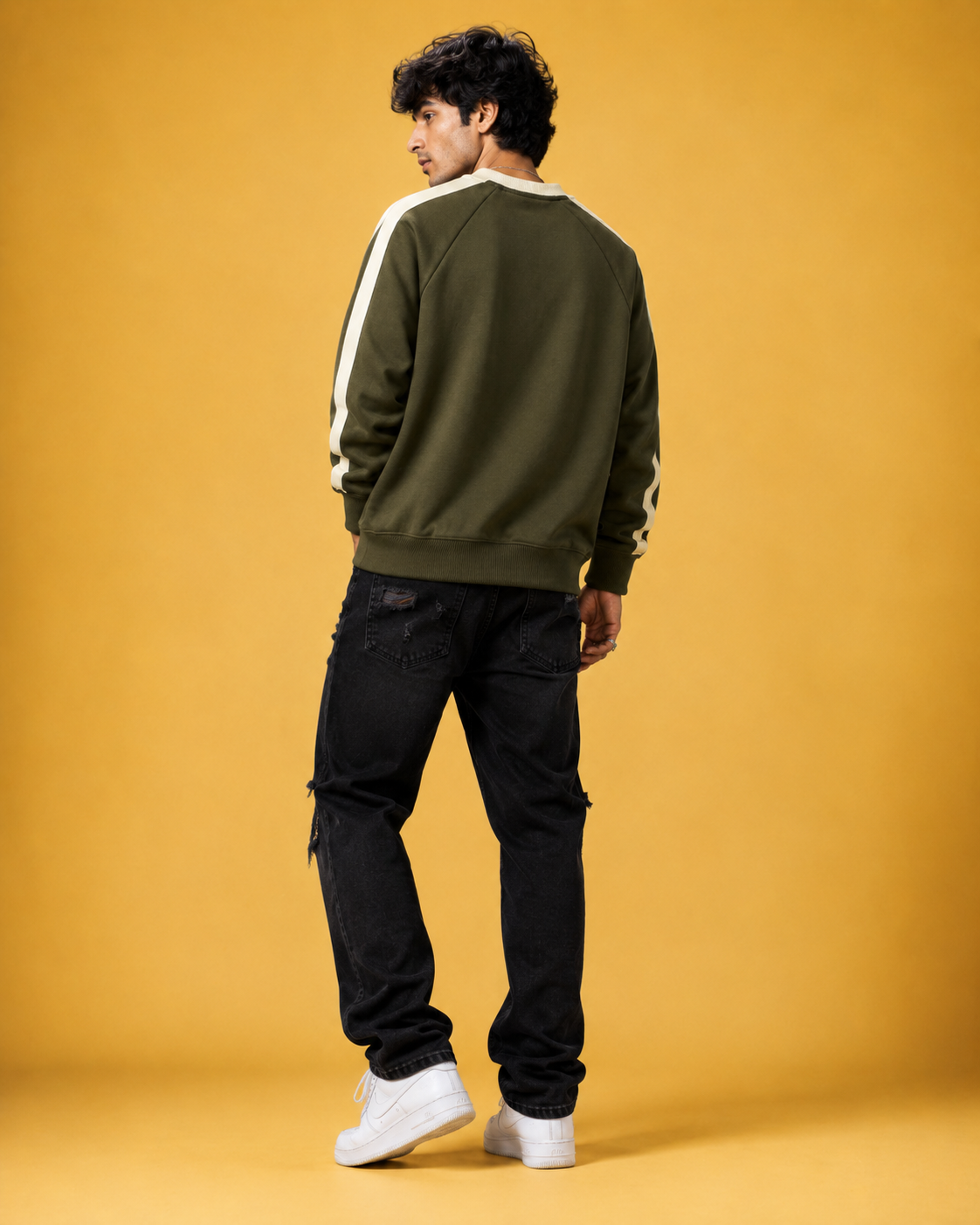 Navada Varsity Olive Green Graphic Sweatshirt