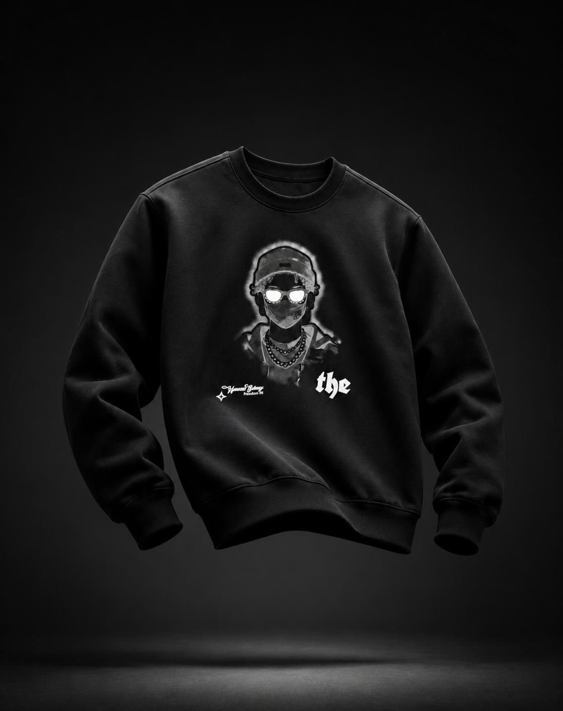 Masked Rebel Black Graphic Sweatshirt
