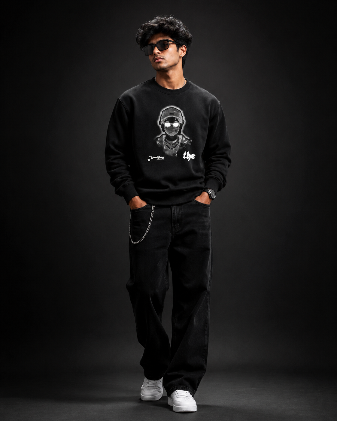 Masked Rebel Black Graphic Sweatshirt