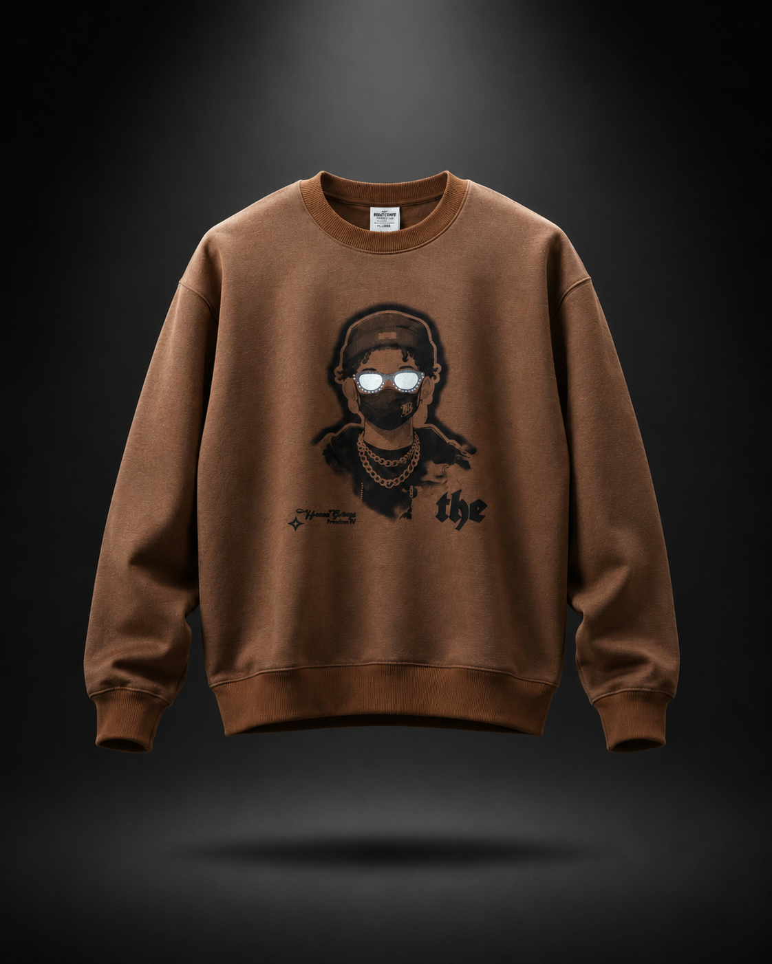 Masked Rebel Coffee Brown Graphic Sweatshirt