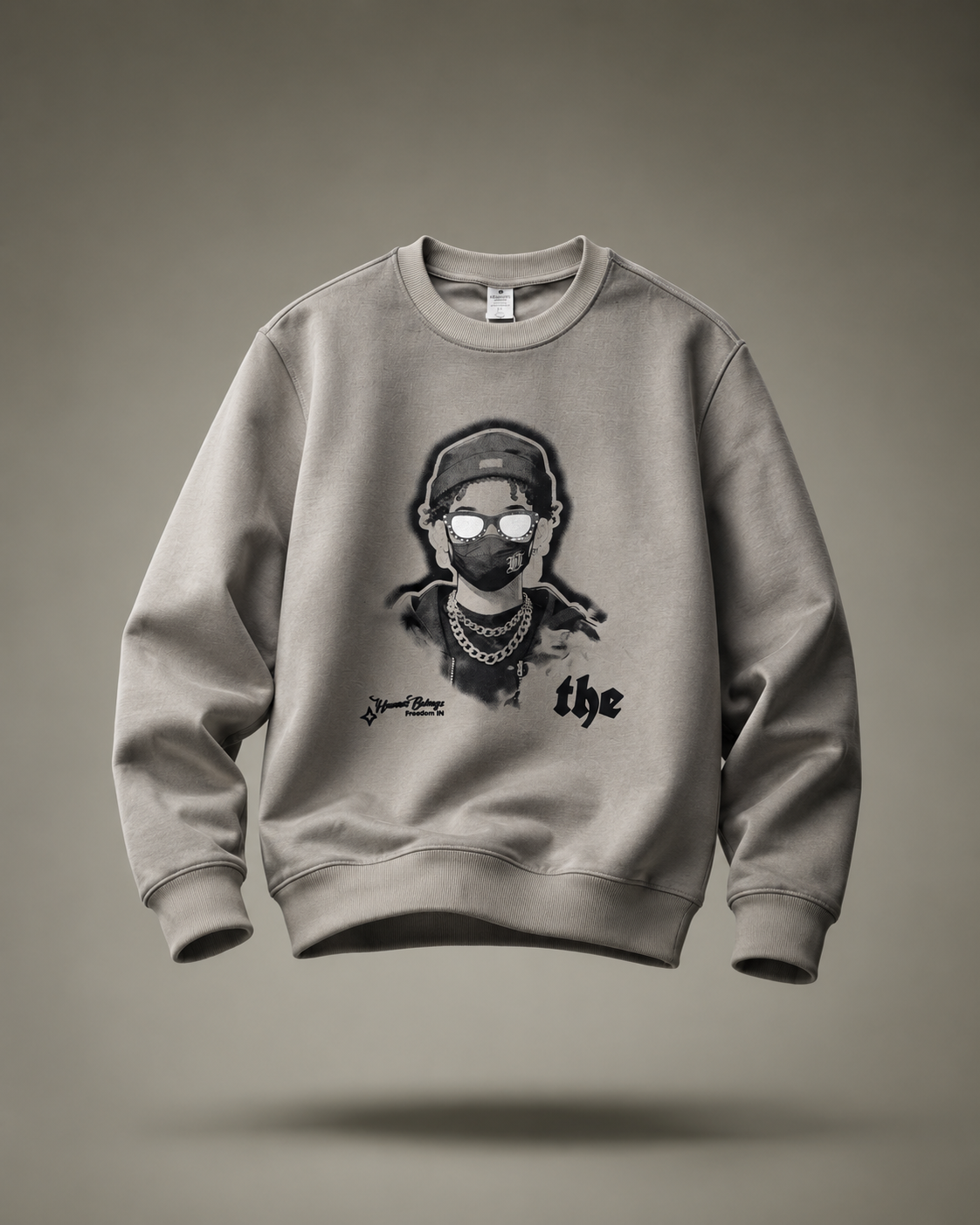 Masked Rebel Stone Grey Graphic Sweatshirt