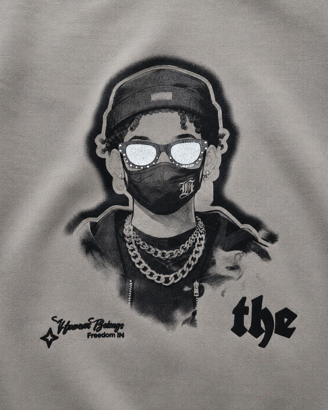 Masked Rebel Stone Grey Graphic Sweatshirt