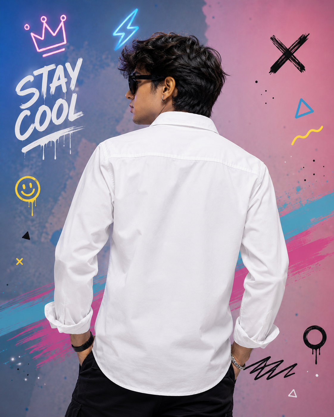 Paw Friends White Embroidered Shirt for Men