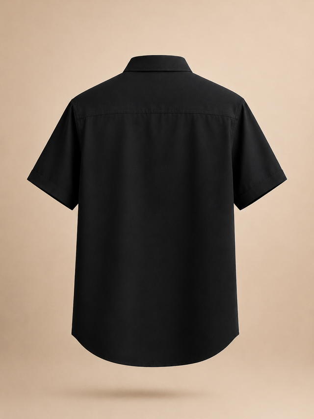 Midnight Black Regular Fit Half-Sleeve Shirt for Men