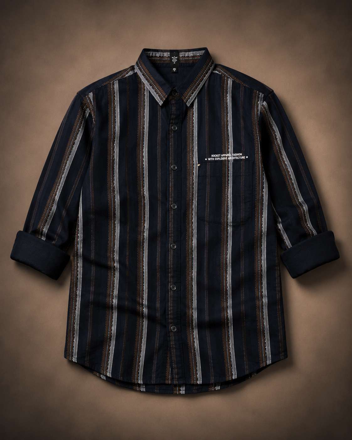 Midnight Route Vertical Stripe Full-Sleeve Shirt