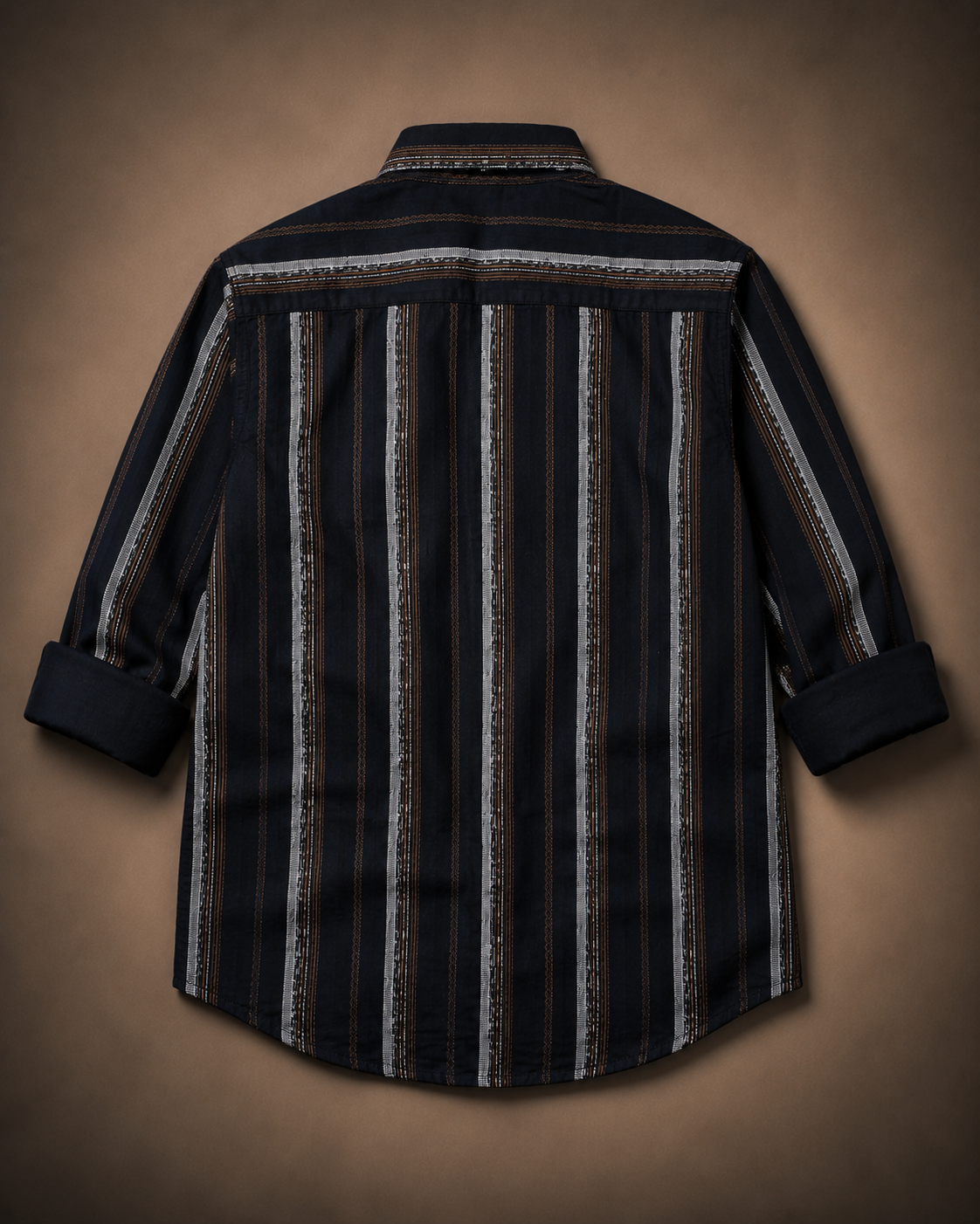 Midnight Route Vertical Stripe Full-Sleeve Shirt