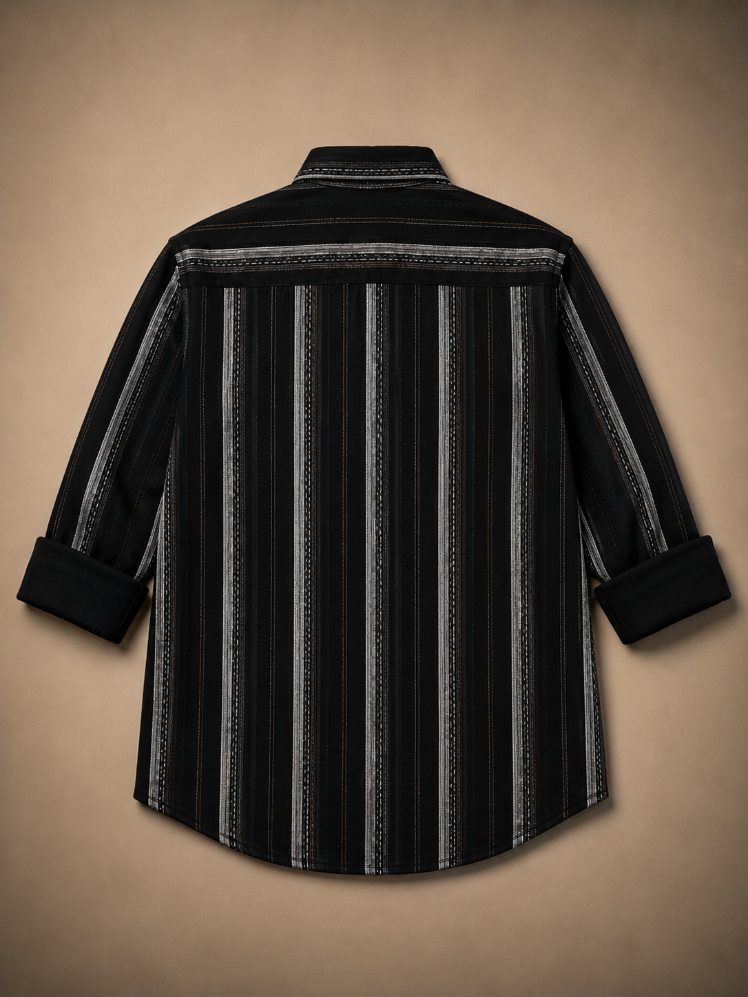 Shadow Circuit Black Vertical Stripe Full-Sleeve Shirt