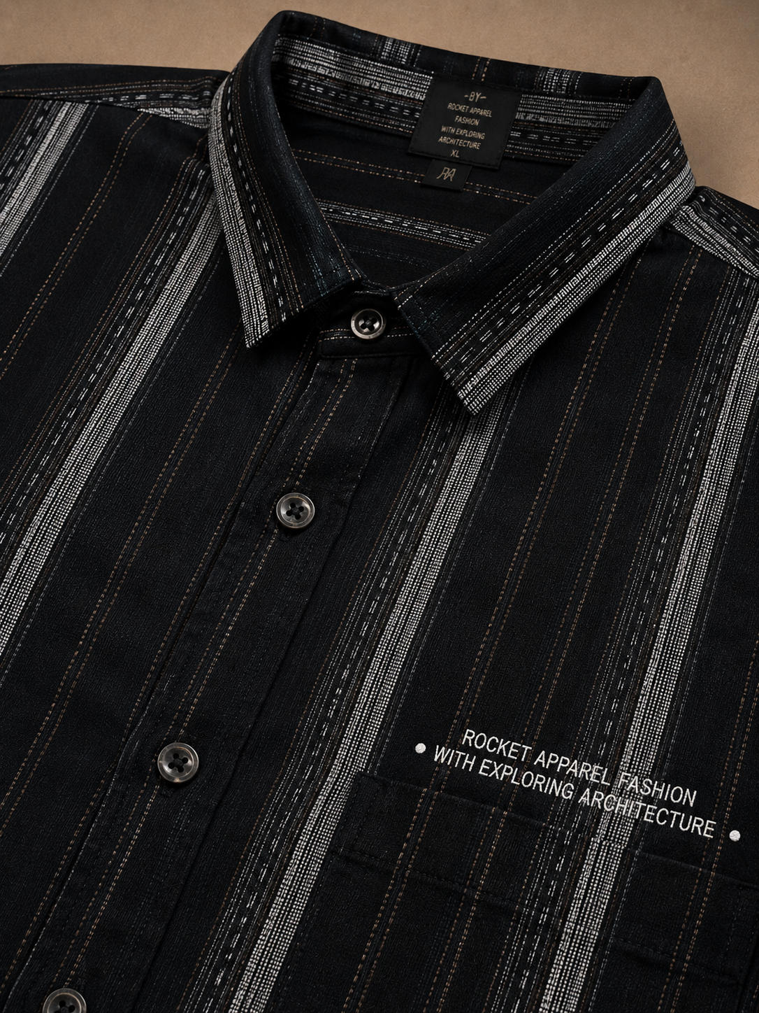 Shadow Circuit Black Vertical Stripe Full-Sleeve Shirt