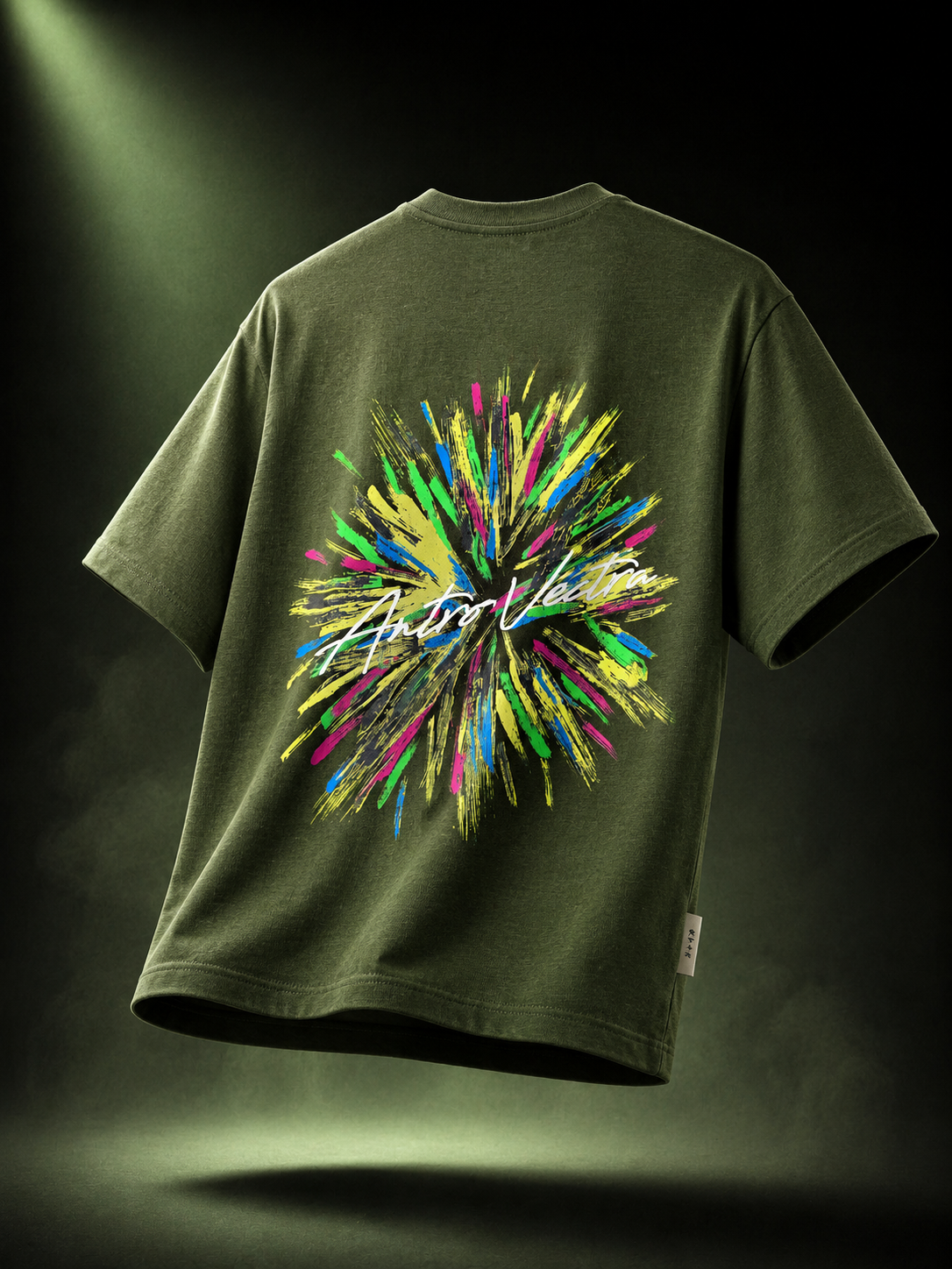 Chromatic Burst Olive Oversized T-Shirt
