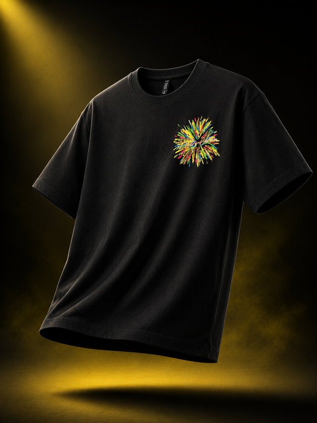 Chromatic Burst Black Regular-Fit Graphic T-Shirt