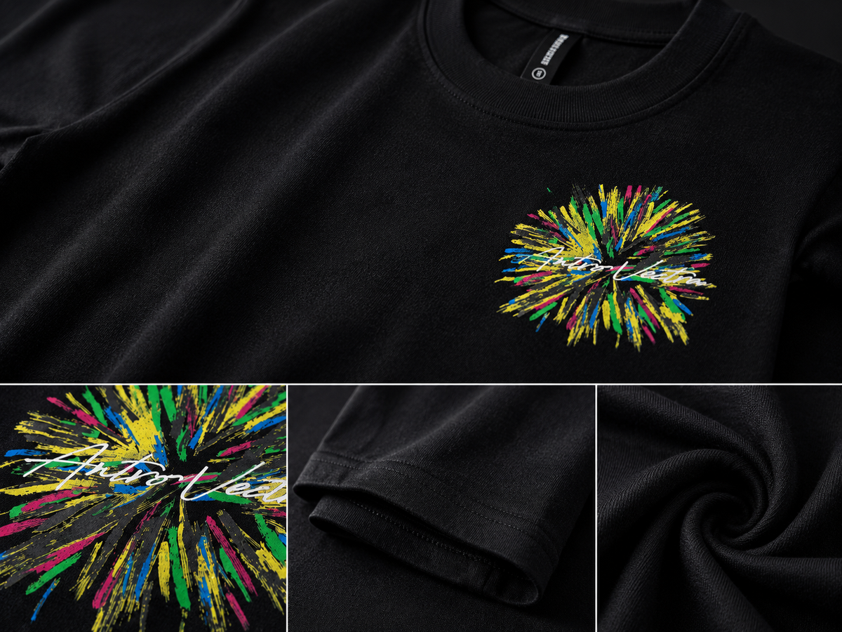 Chromatic Burst Black Regular-Fit Graphic T-Shirt