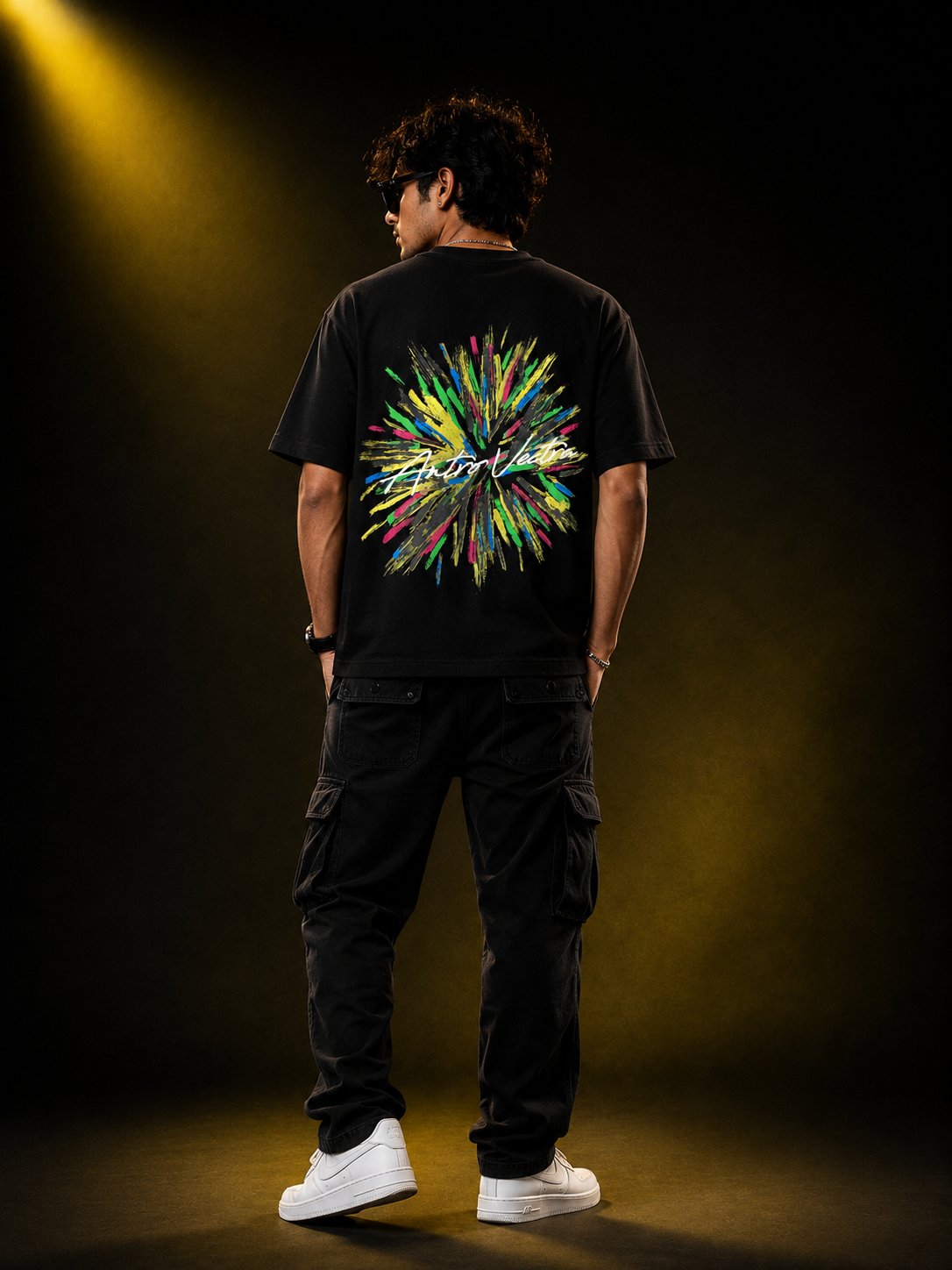 Chromatic Burst Black Regular-Fit Graphic T-Shirt
