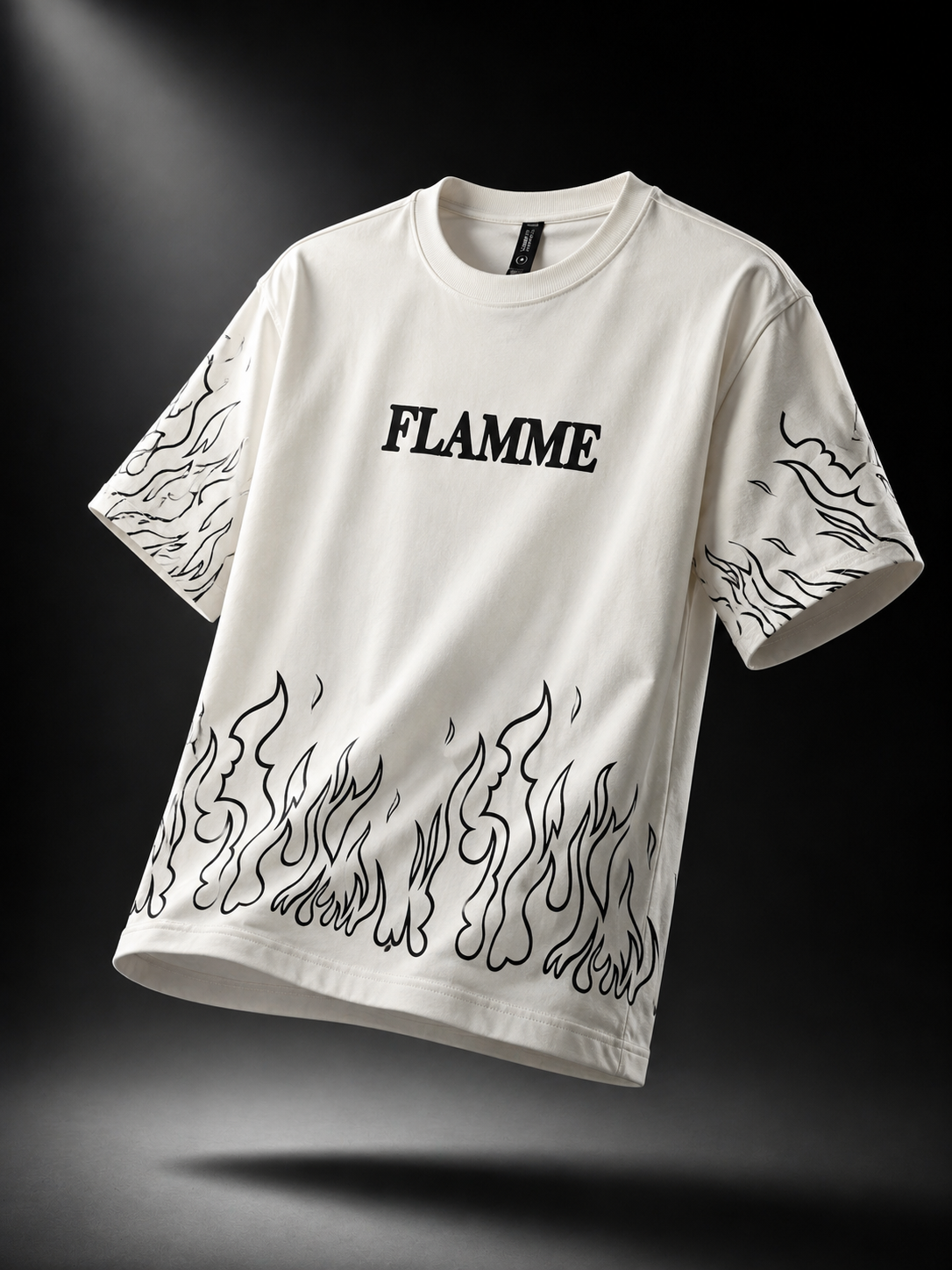 Ivory Flame Oversized Graphic T-Shirt