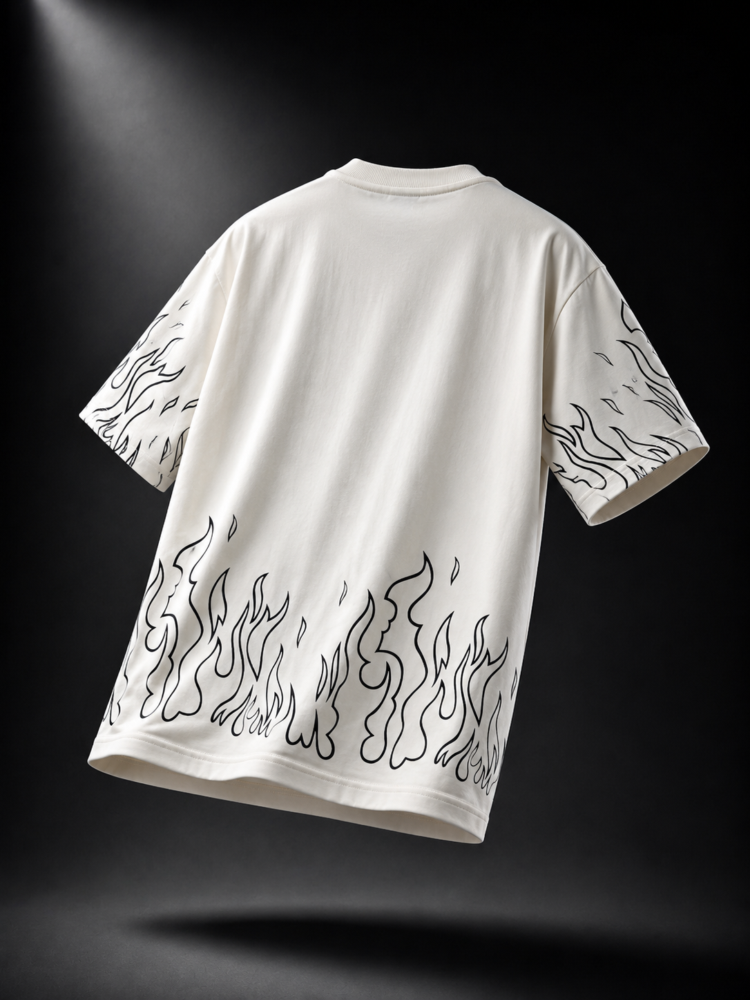 Ivory Flame Oversized Graphic T-Shirt