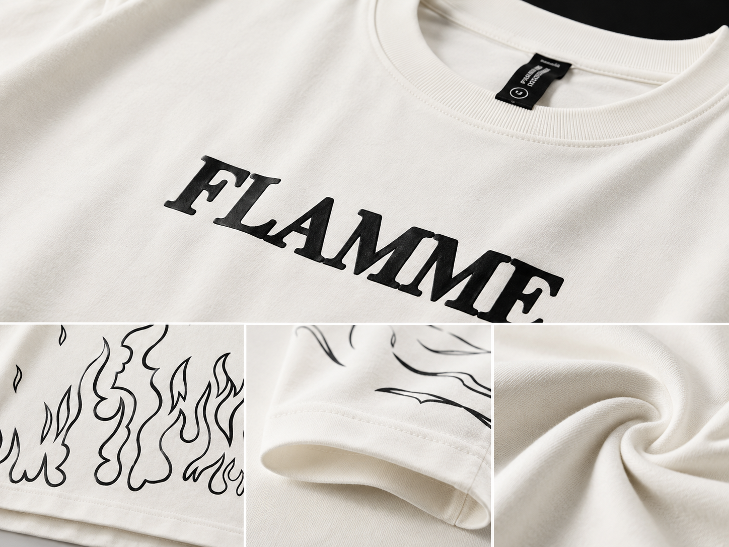 Ivory Flame Oversized Graphic T-Shirt
