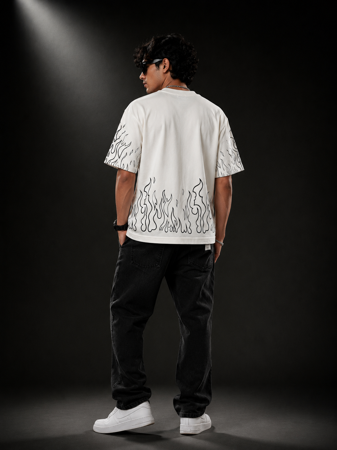 Ivory Flame Oversized Graphic T-Shirt