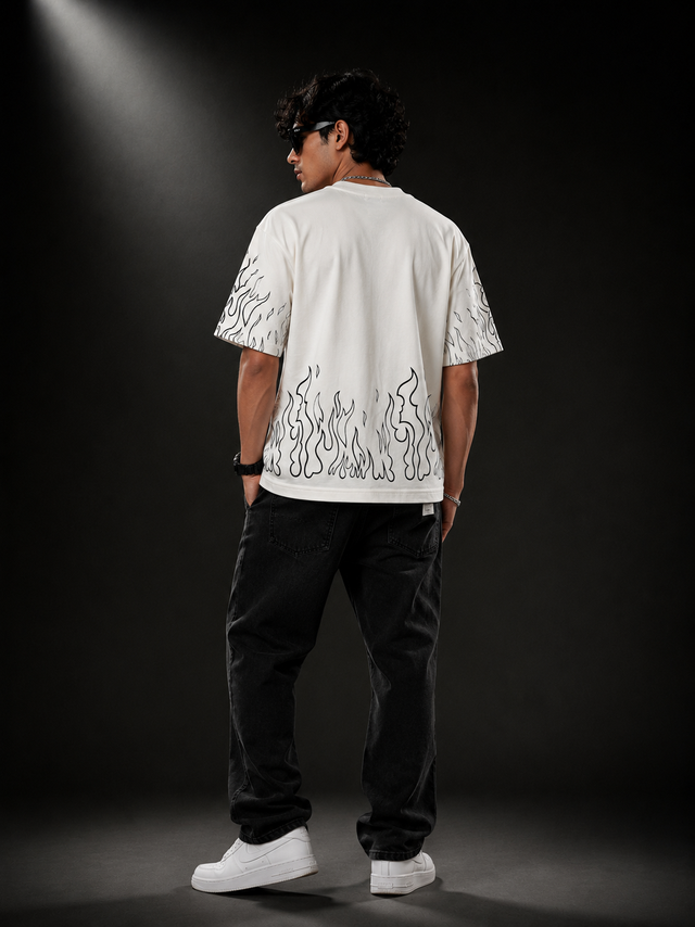 Ivory Flame Oversized Graphic T-Shirt