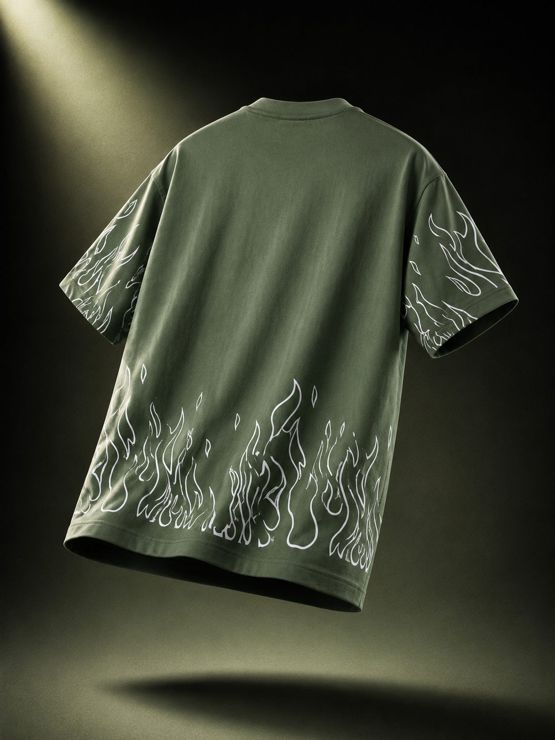 Olive Flame Oversized Graphic T-Shirt