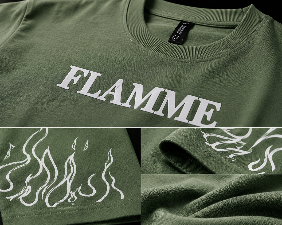 Olive Flame Oversized Graphic T-Shirt