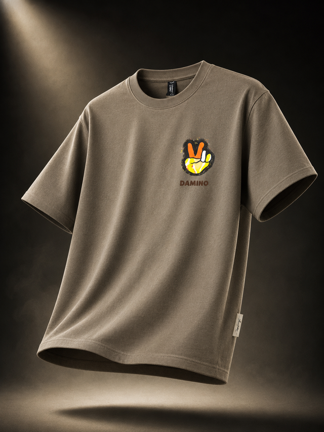 Damino Peace Brown Oversized T-Shirt