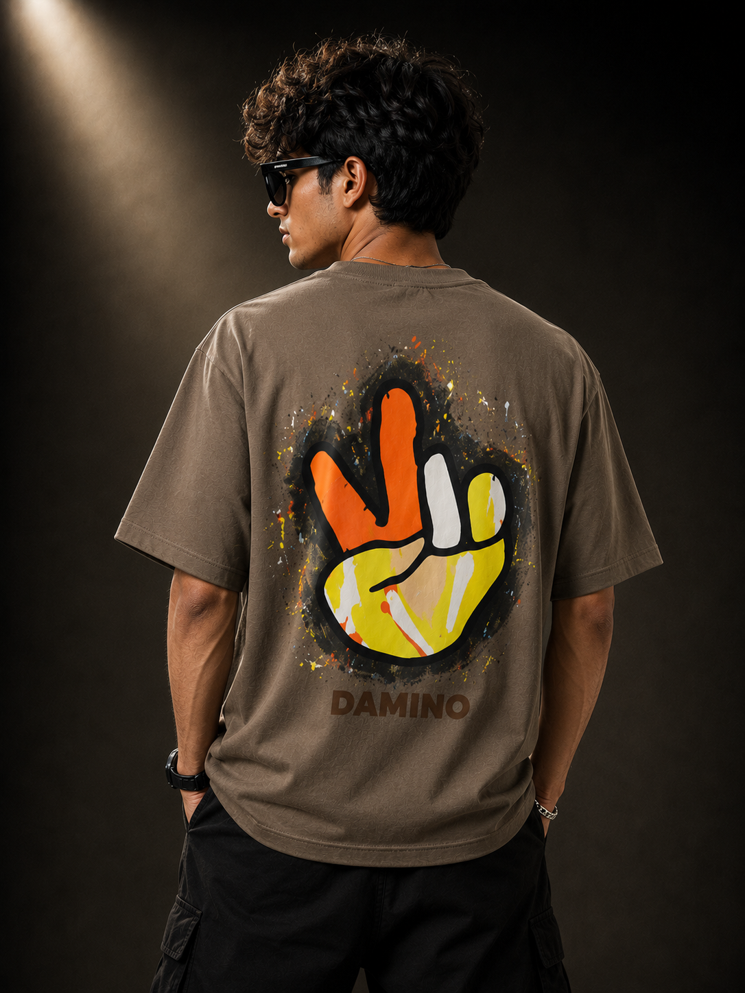Damino Peace Brown Oversized T-Shirt