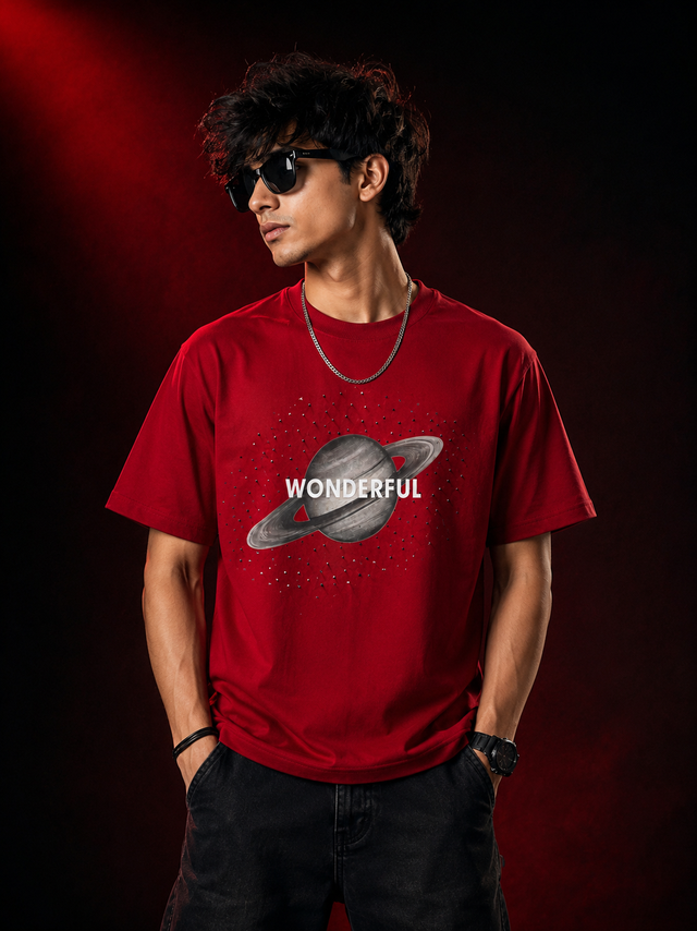 Wonderful Orbit Red Regular Fit T-Shirt
