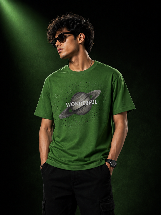 Wonderful Orbit Green Regular Fit T-Shirt